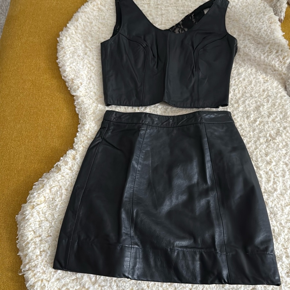 Bermans Leather tank with leather skirt set
